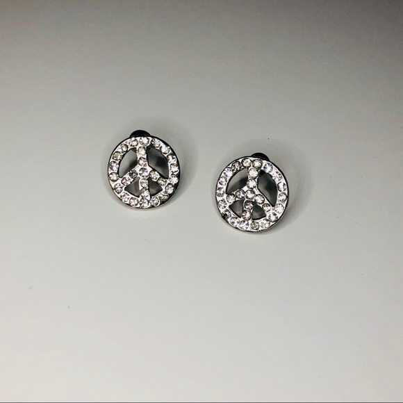 Silver Peace Sign Earrings ๐ BUNDLE EARRINGS - 3/$55 OR 5/$70 ๐ - Picture 1 of 5